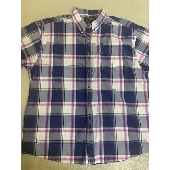 Walnut Creek Shirt Adult 2XL Collared Button Up Plaid Short Sleeve Mens Shirt - Picture 3 of 9
